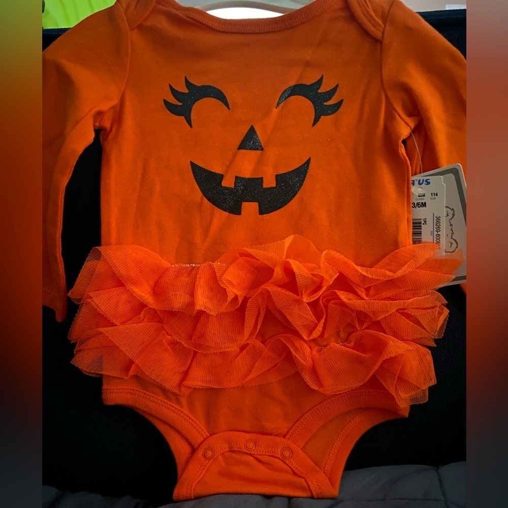 Koala Kids Halloween Pumpkin onesie with snaps bottom. NWT